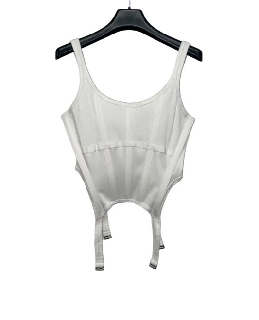 DION LEE white ribbed corset top (M)