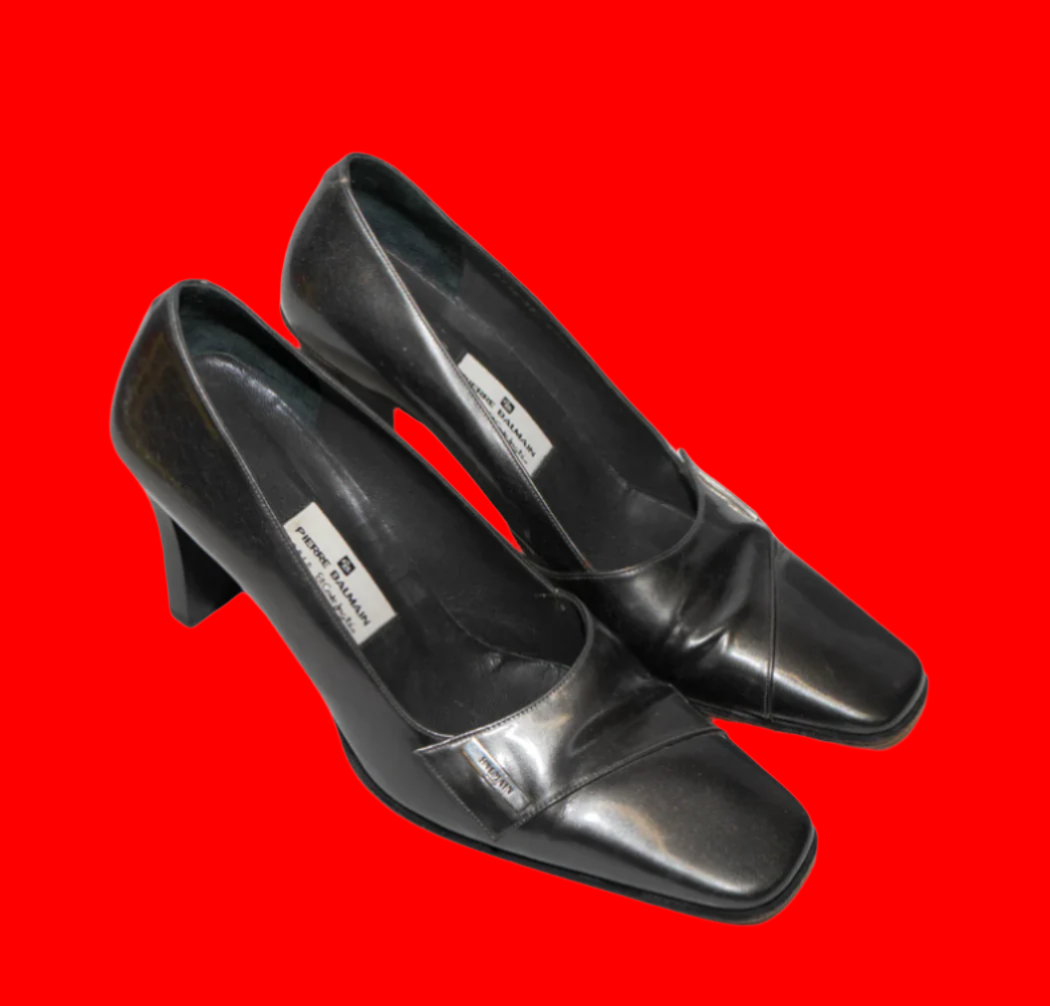 BALMAIN silver leather pumps (38)