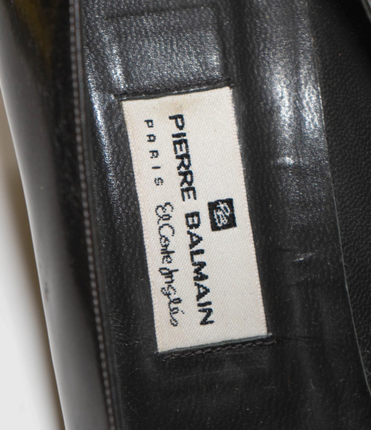 BALMAIN silver leather pumps (38)