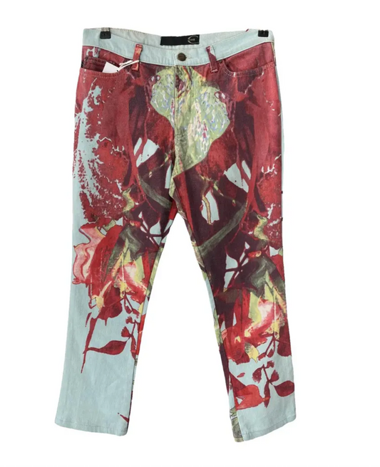 ROBERTO CAVALLI abstract floral motif trousers (M)