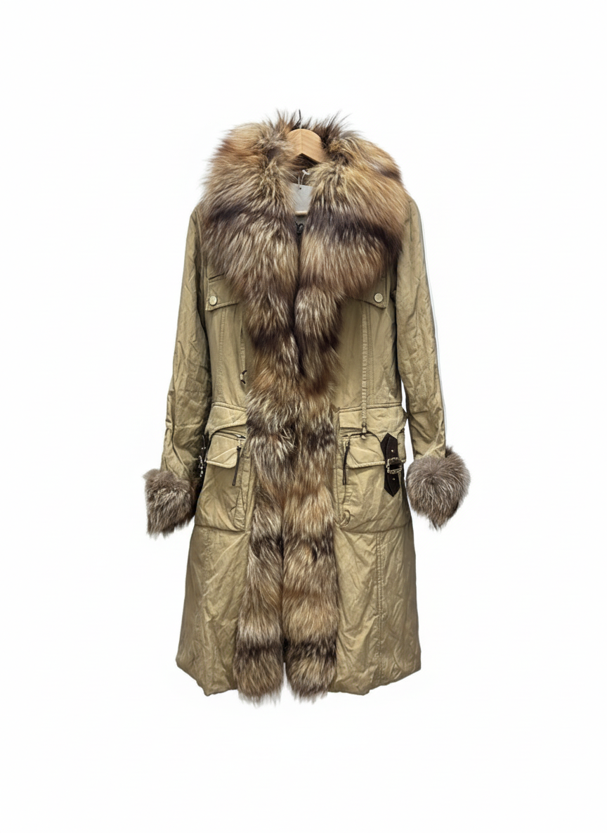 VINTAGE  puffer jacket with fur collar (M)