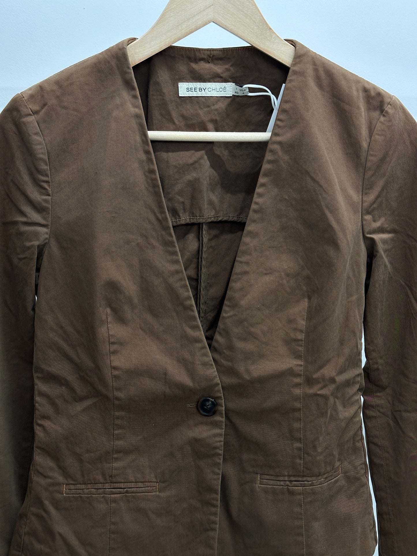 SEE BY CHLOÉ brown v-neck blazer (S)