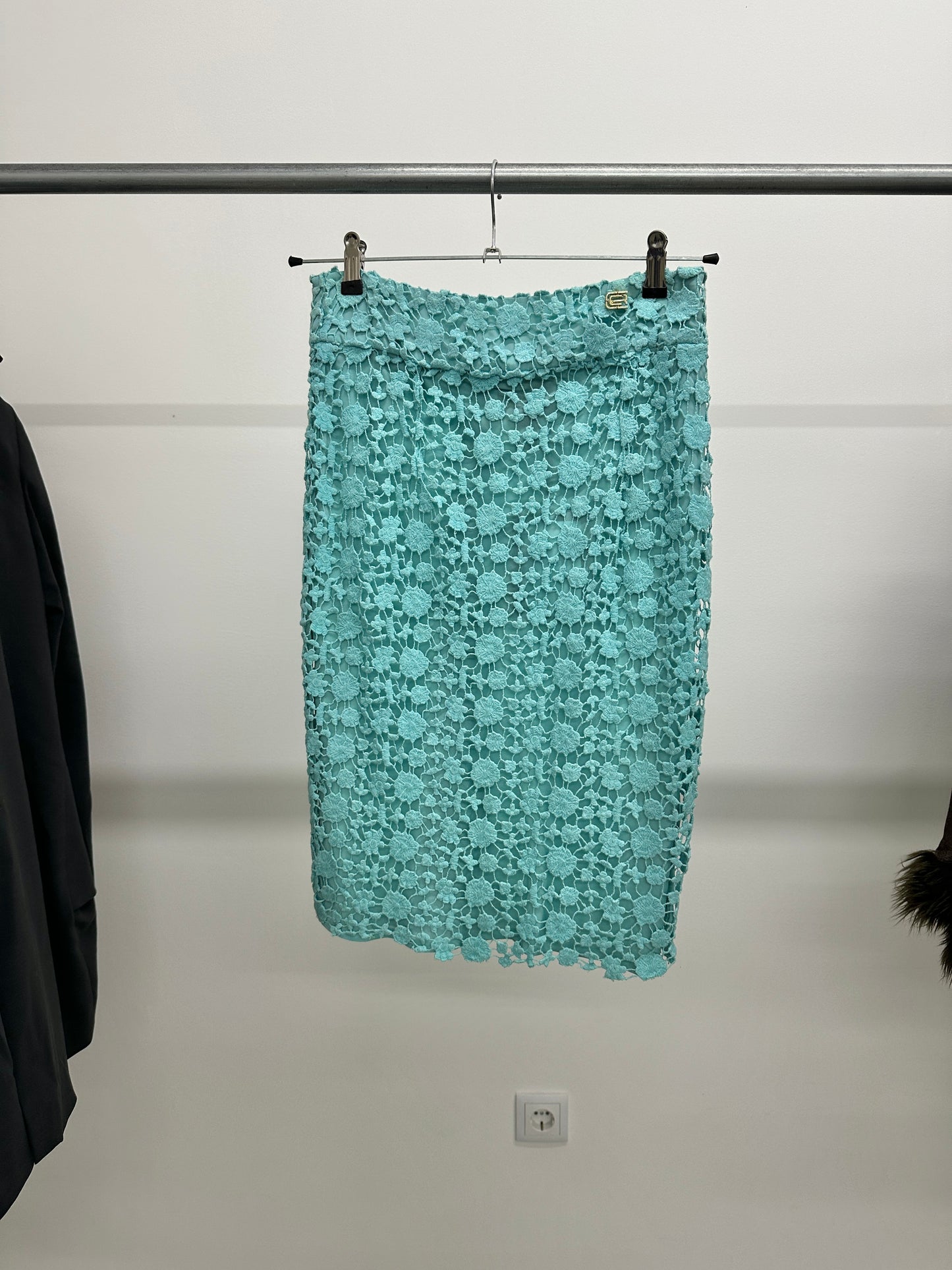 ROBERTO CAVALLI blue lace skirt (L)