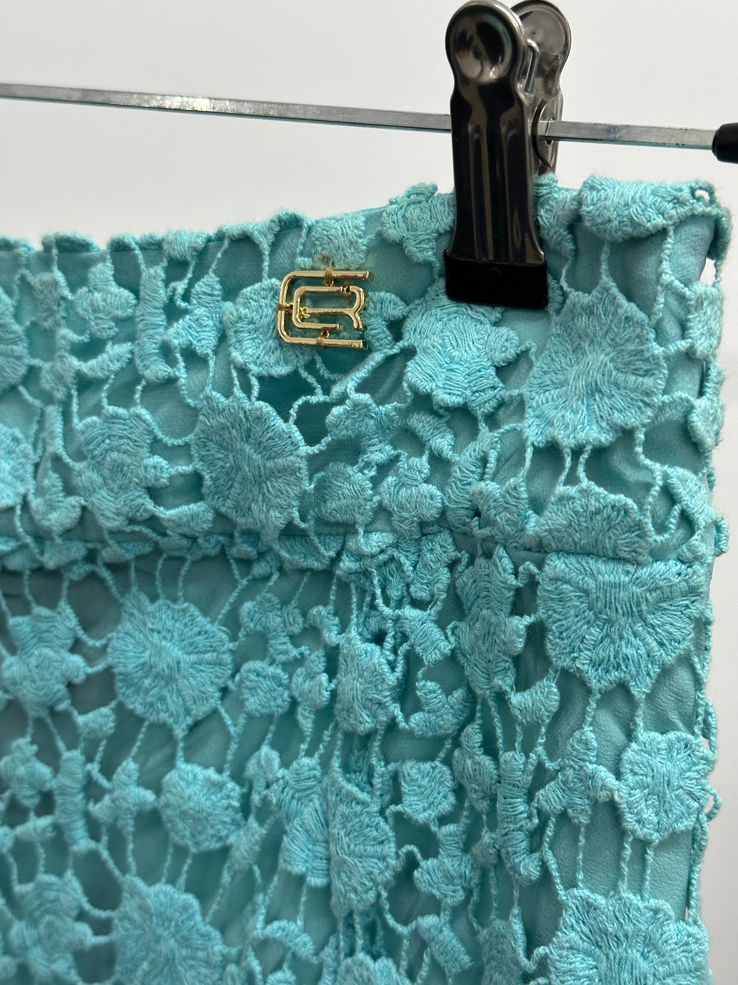 ROBERTO CAVALLI blue lace skirt (L)