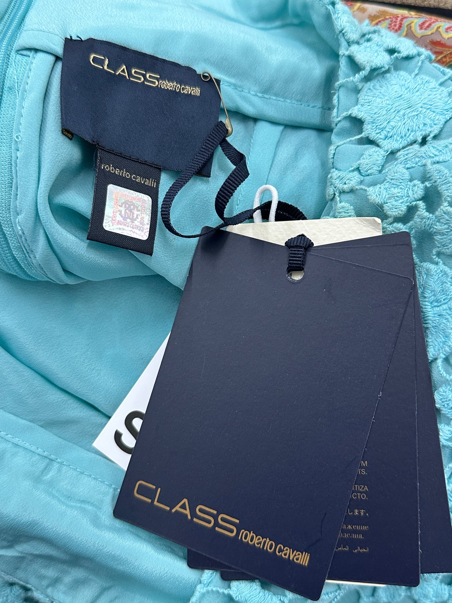 ROBERTO CAVALLI blue lace skirt (L)