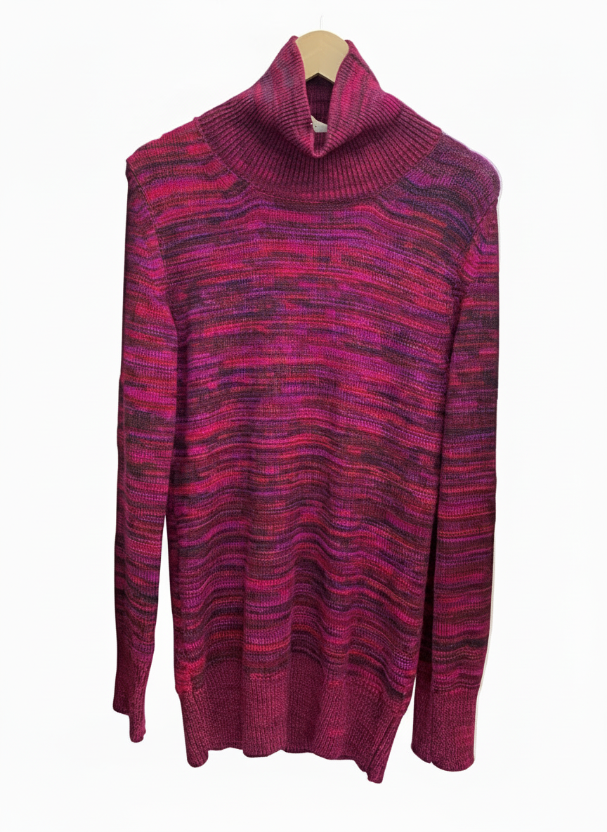 MAISON MARGIELA fuchsia turtleneck knit dress (S)