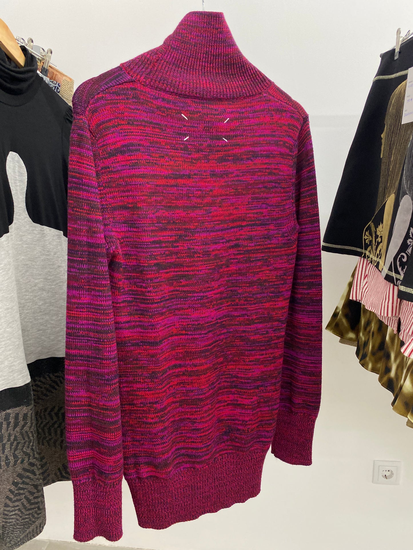 MAISON MARGIELA fuchsia turtleneck knit dress (S)