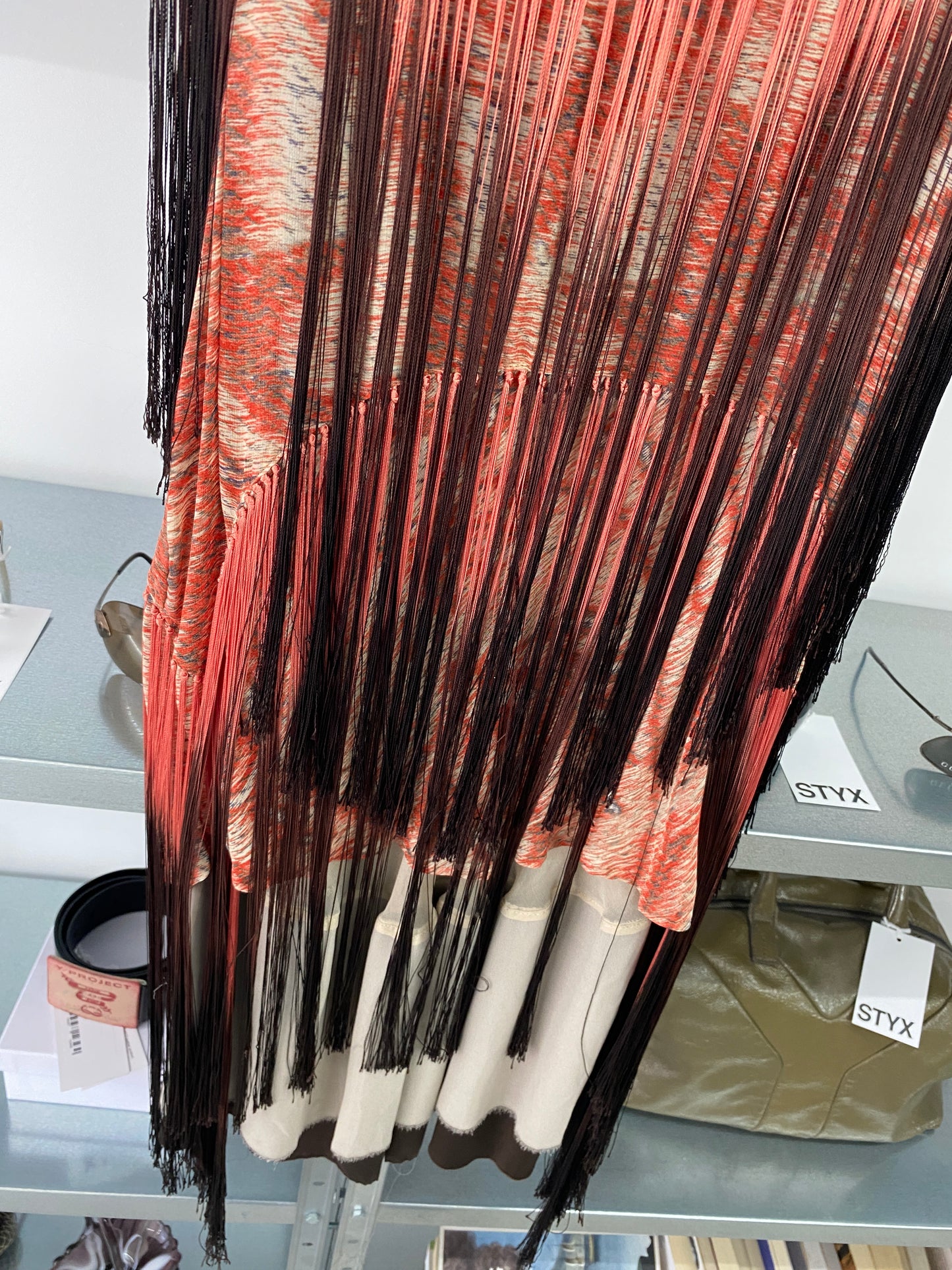 BALLY fringe silk dress (M)