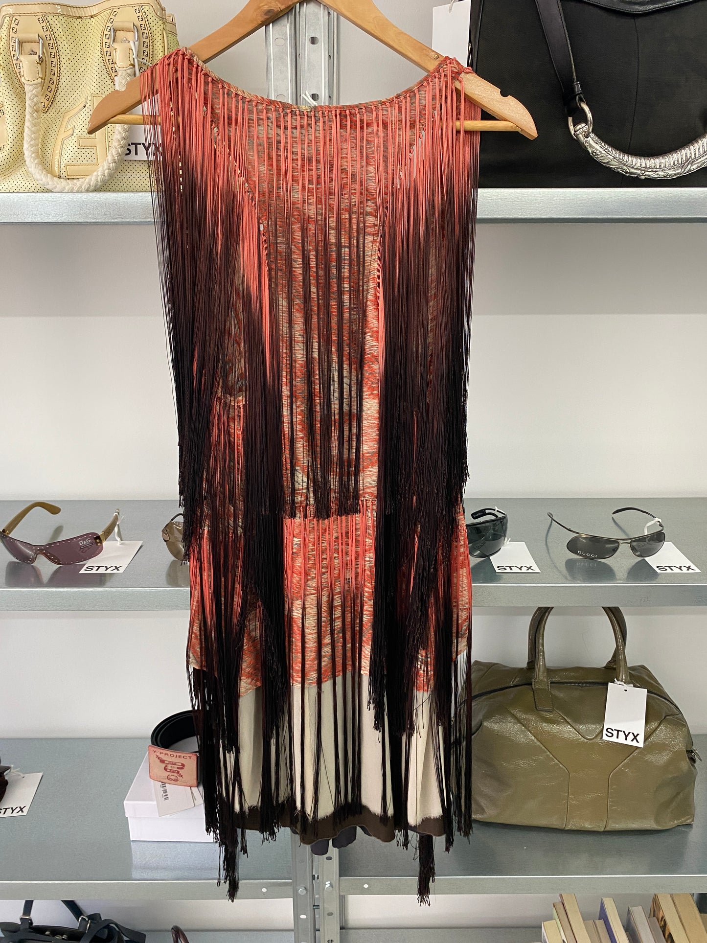 BALLY fringe silk dress (M)