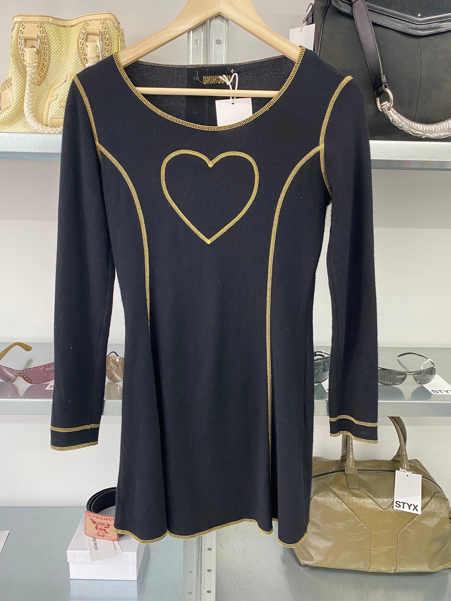 MOSCHINO knee-length dress w/ heart (M)