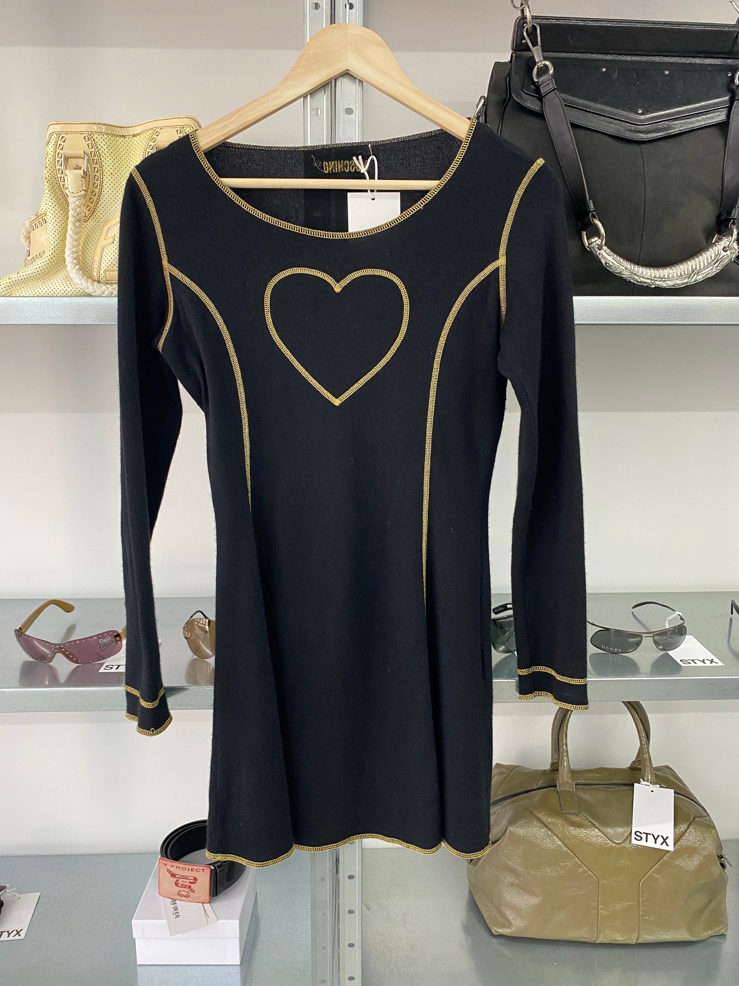 MOSCHINO knee-length dress w/ heart (M)