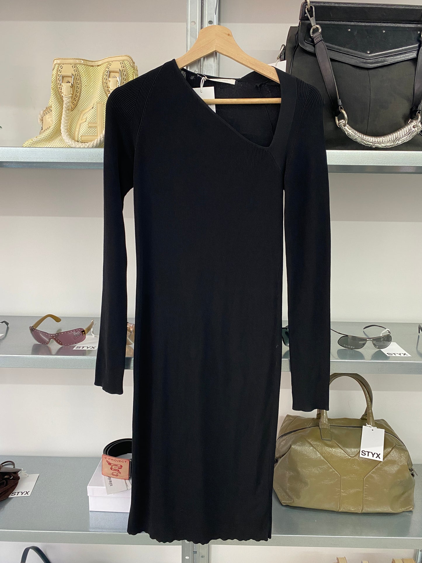 HELMUT LANG asymmetrical neckline dress (S)
