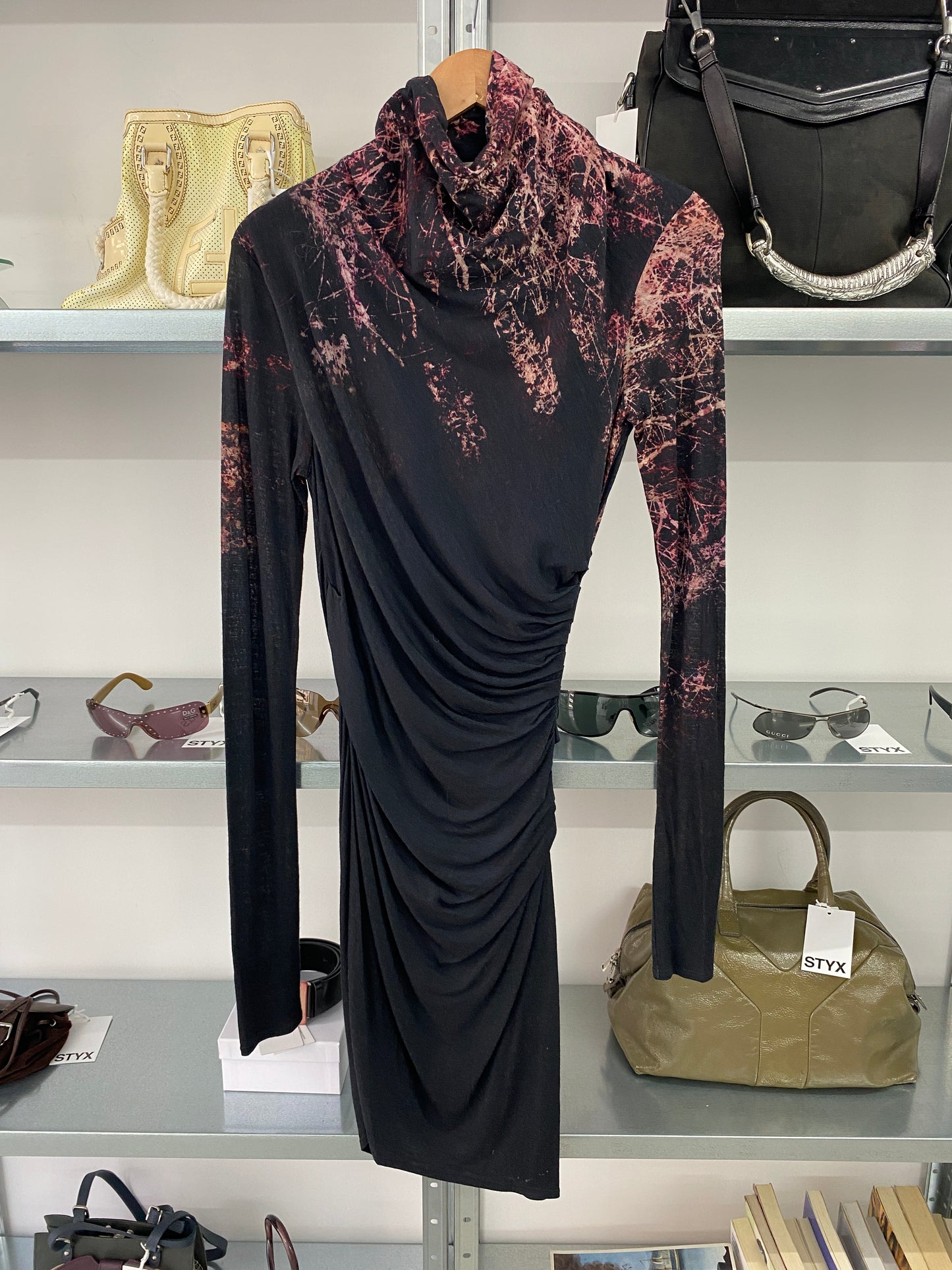 HELMUT LANG drapped turtleneck dress (M)