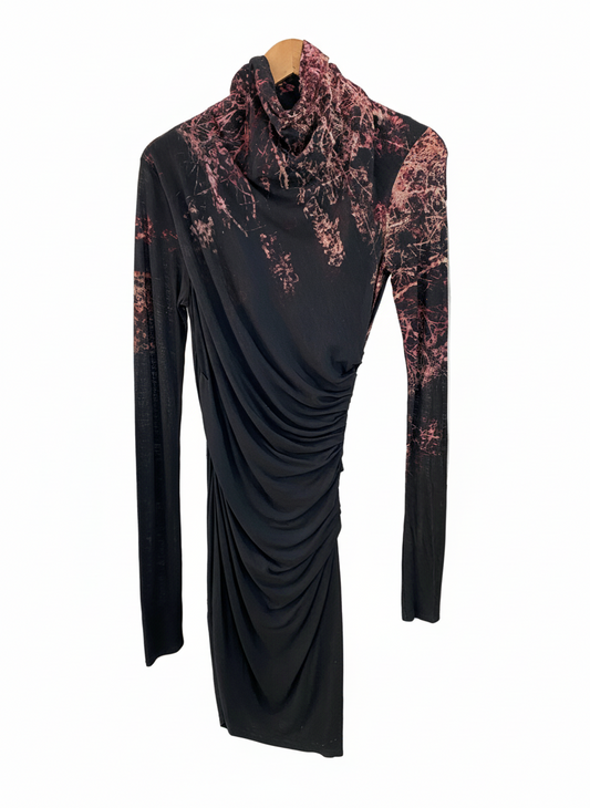 HELMUT LANG drapped turtleneck dress (M)