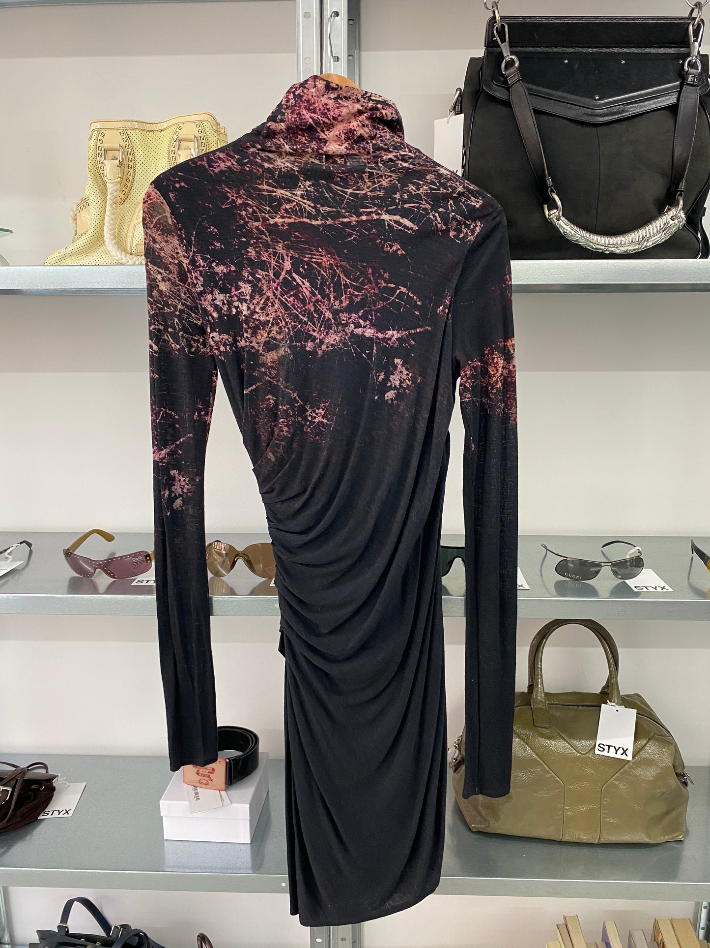 HELMUT LANG drapped turtleneck dress (M)