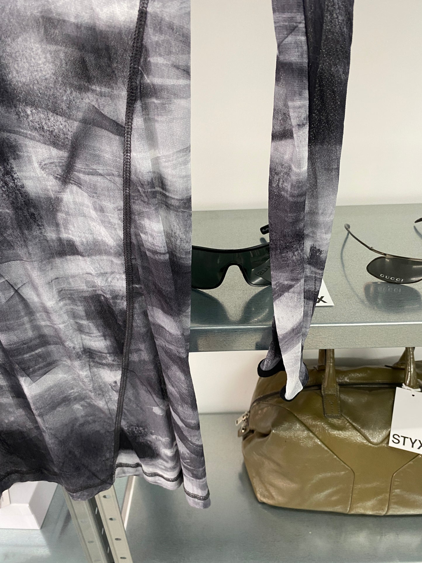 HELMUT LANG mesh print shaper dress (XS)