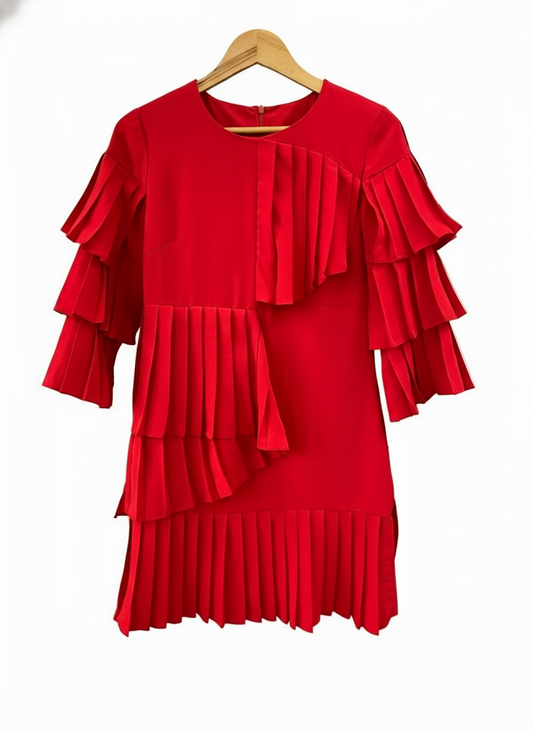 GUCCI red ruffled dress FW2015 Alessandro Michele (M)