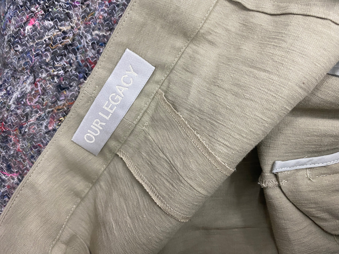 OUR LEGACY linen khaki trousers (S)