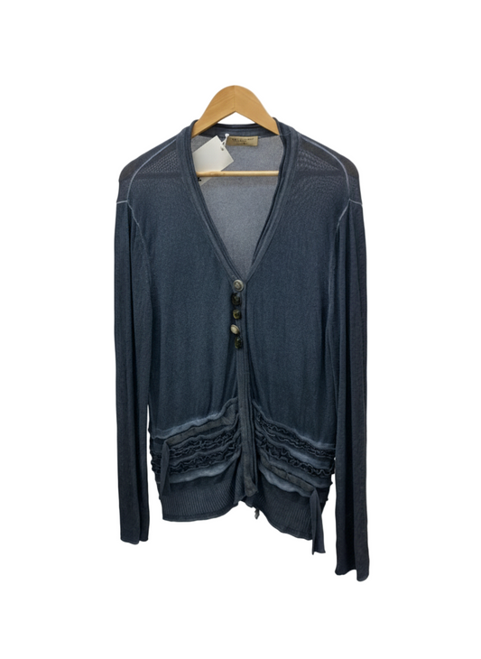 ELISA CAVALETTI blue cardigan with ruffled details (XL)