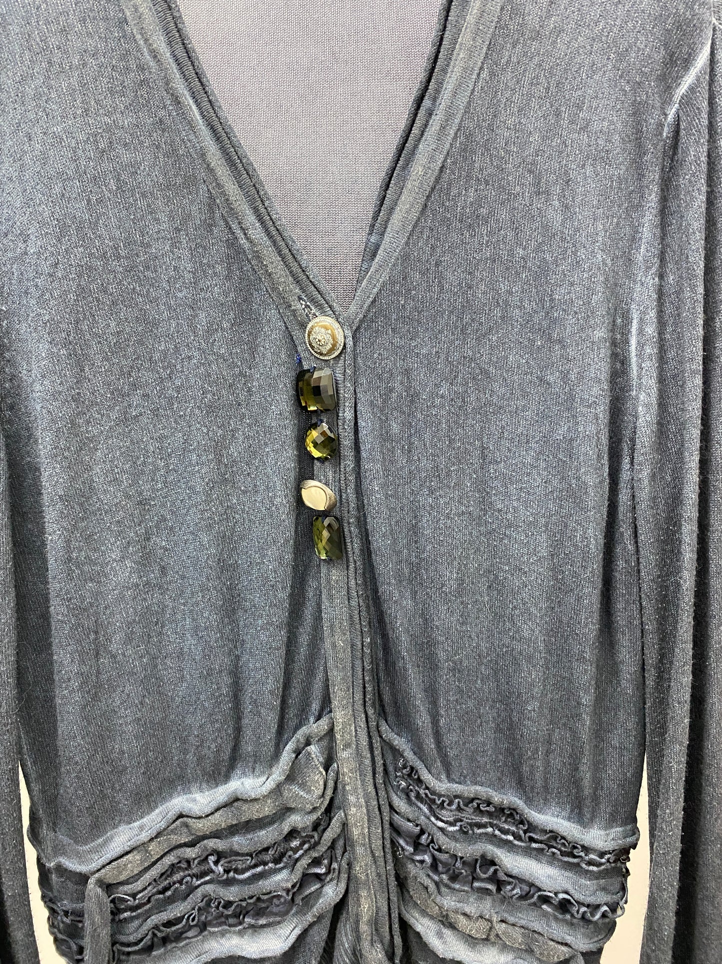 ELISA CAVALETTI blue cardigan with ruffled details (XL)