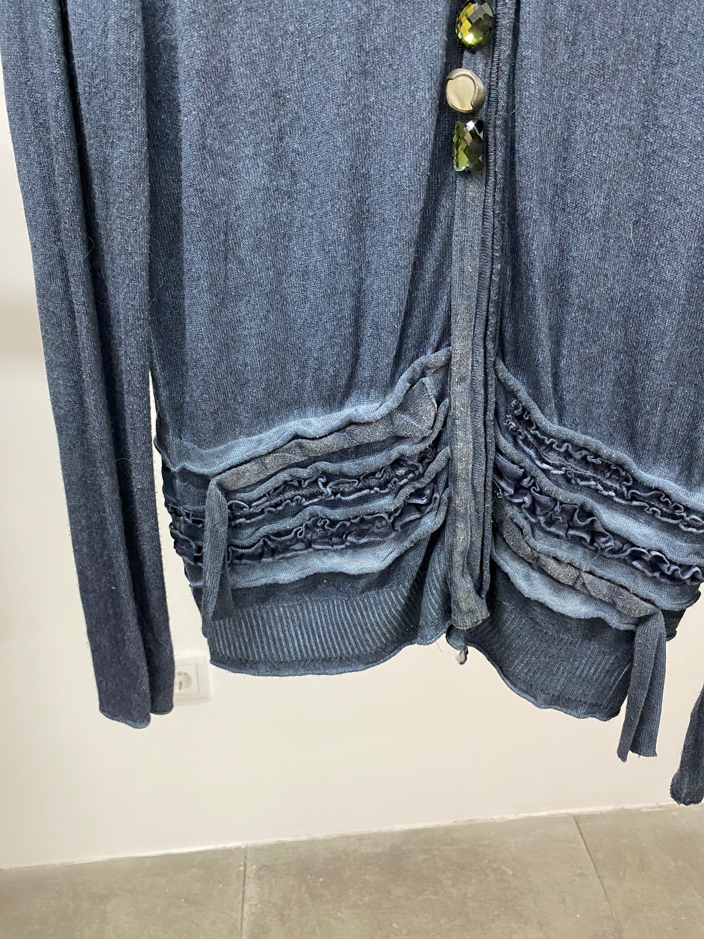 ELISA CAVALETTI blue cardigan with ruffled details (XL)