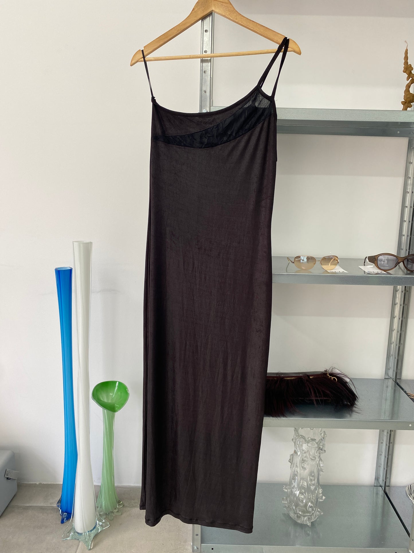 VERSACE long slip dress with mesh (M)
