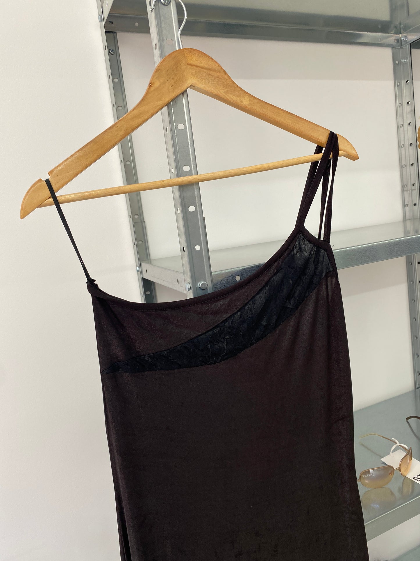 VERSACE long slip dress with mesh (M)