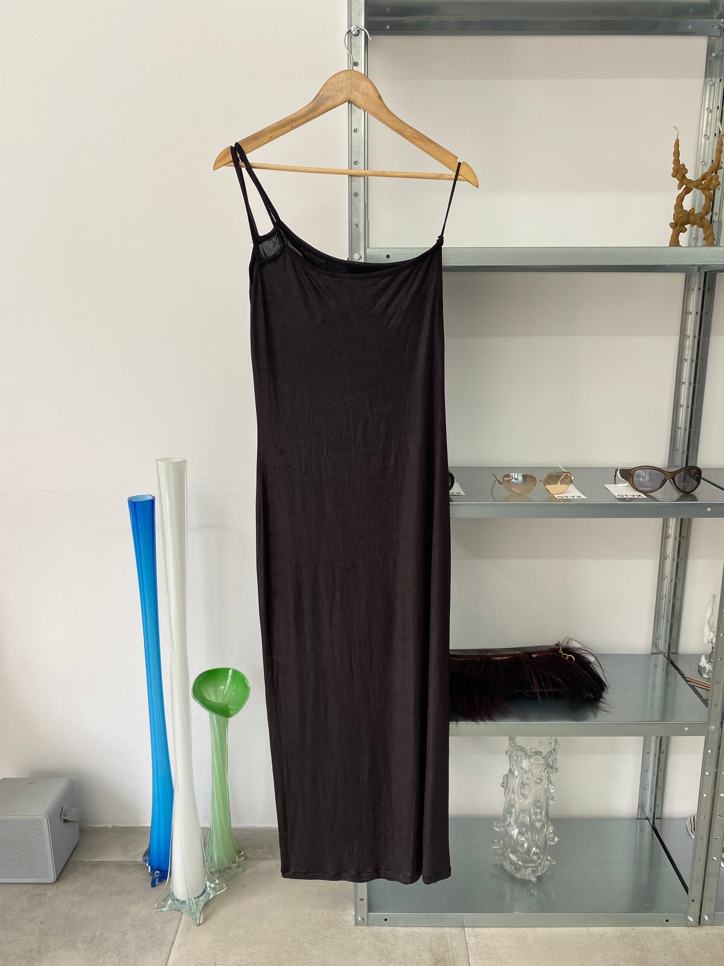 VERSACE long slip dress with mesh (M)
