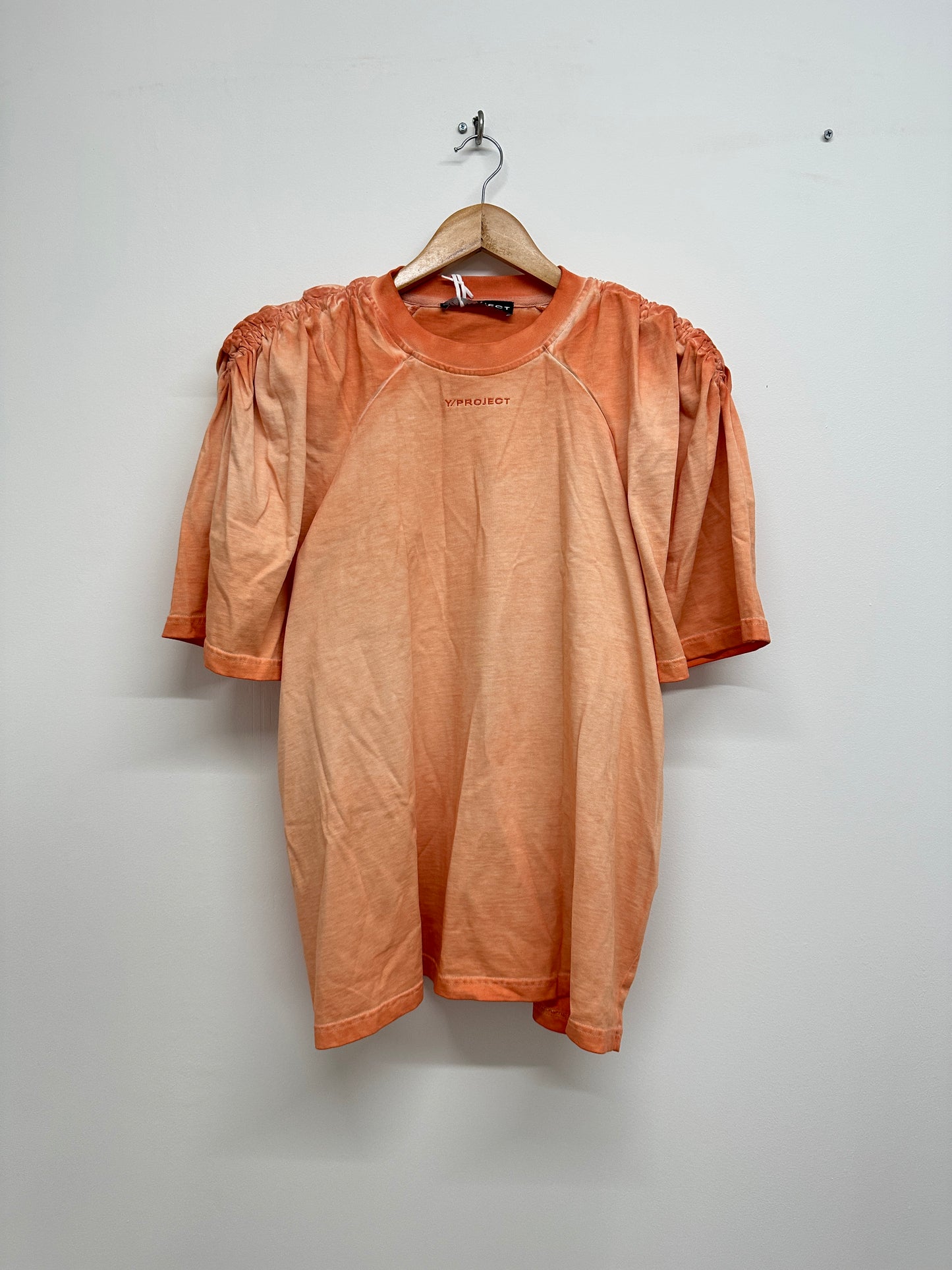 Y/PROJECT coral t-shirt pinch pleat shoulder (XL)