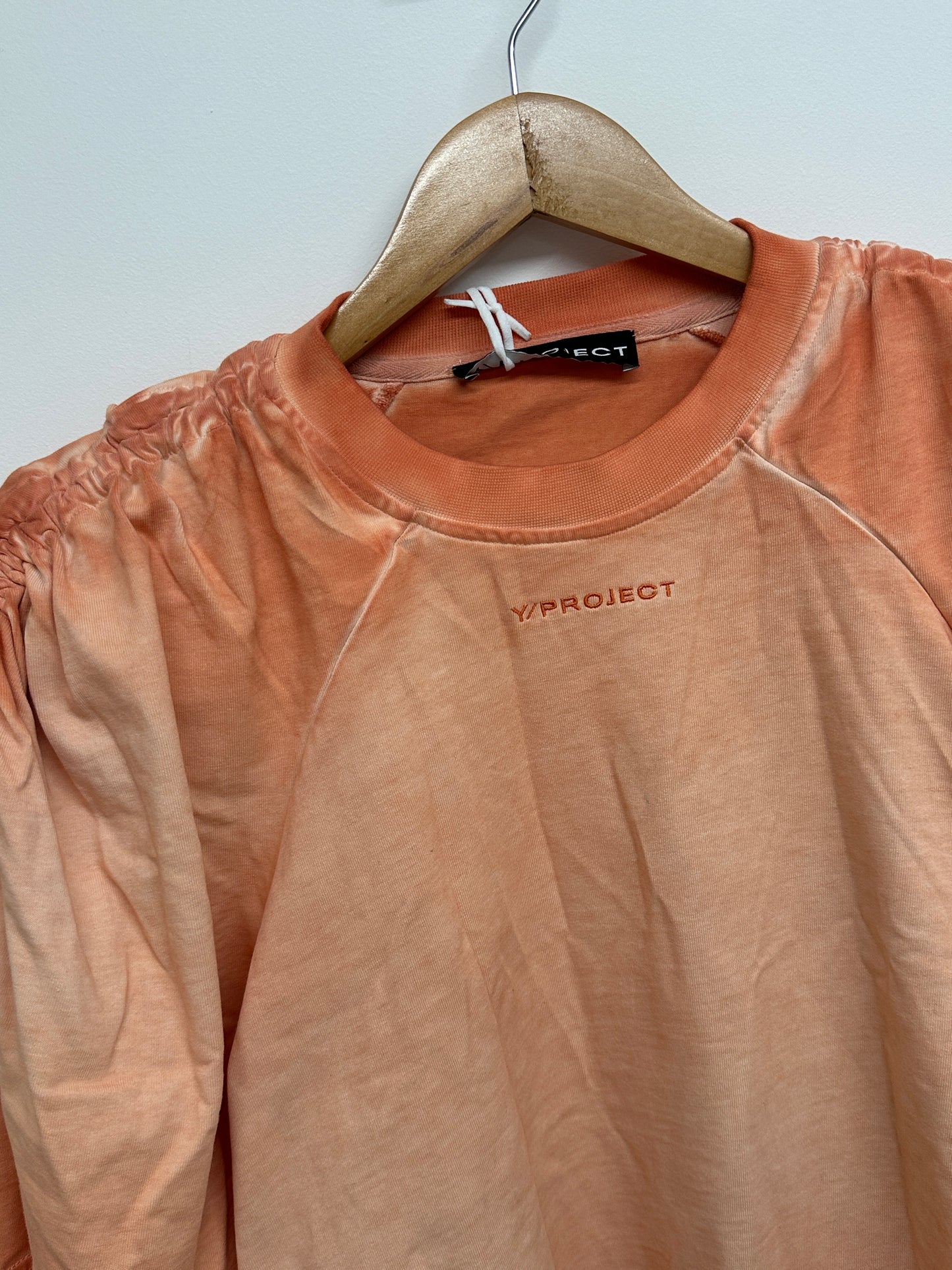 Y/PROJECT coral t-shirt pinch pleat shoulder (XL)