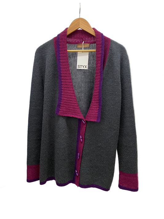 YVES SAINT LAURENT wool pink and grey cardigan (L)