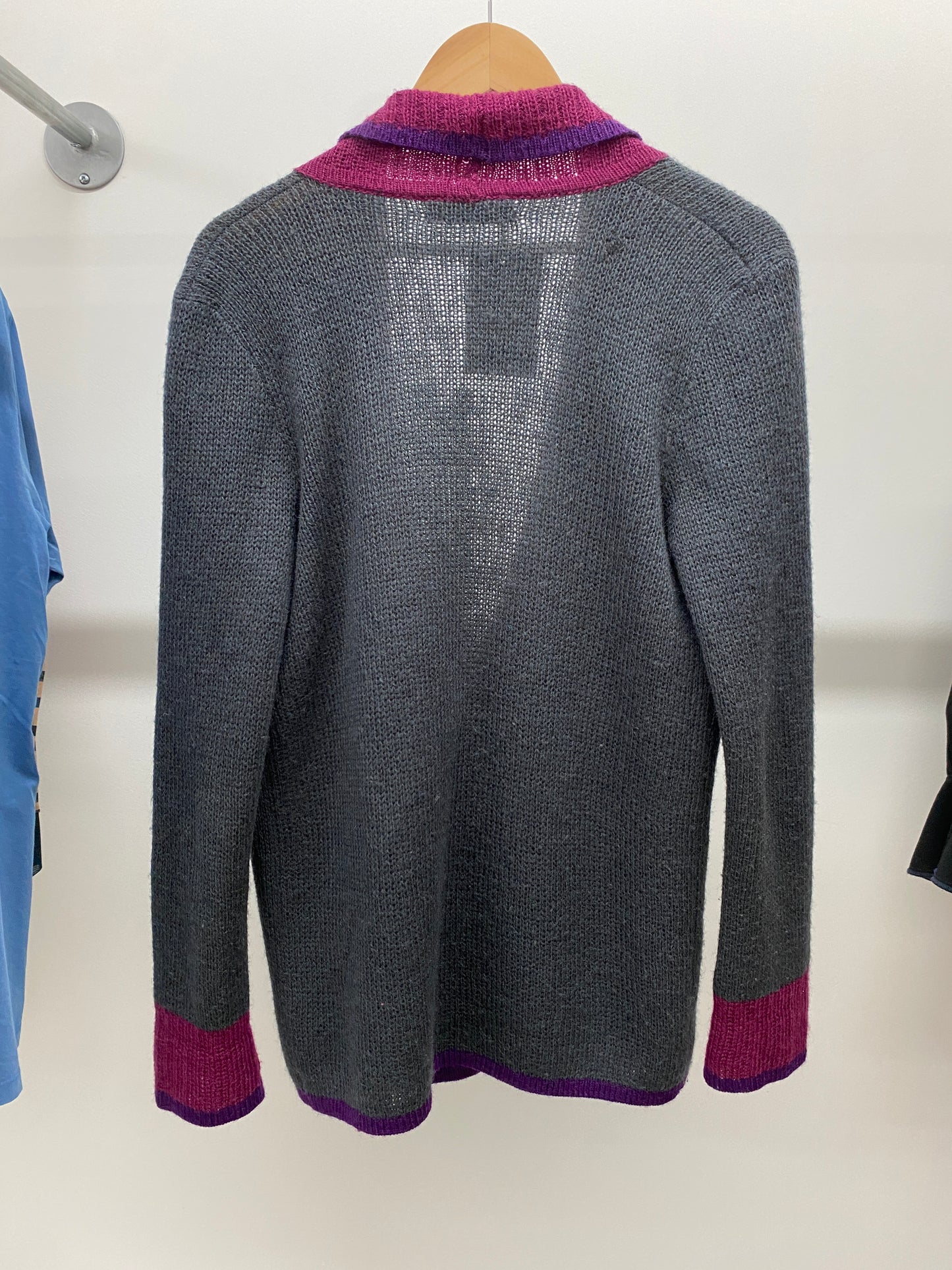 YVES SAINT LAURENT wool pink and grey cardigan (L)