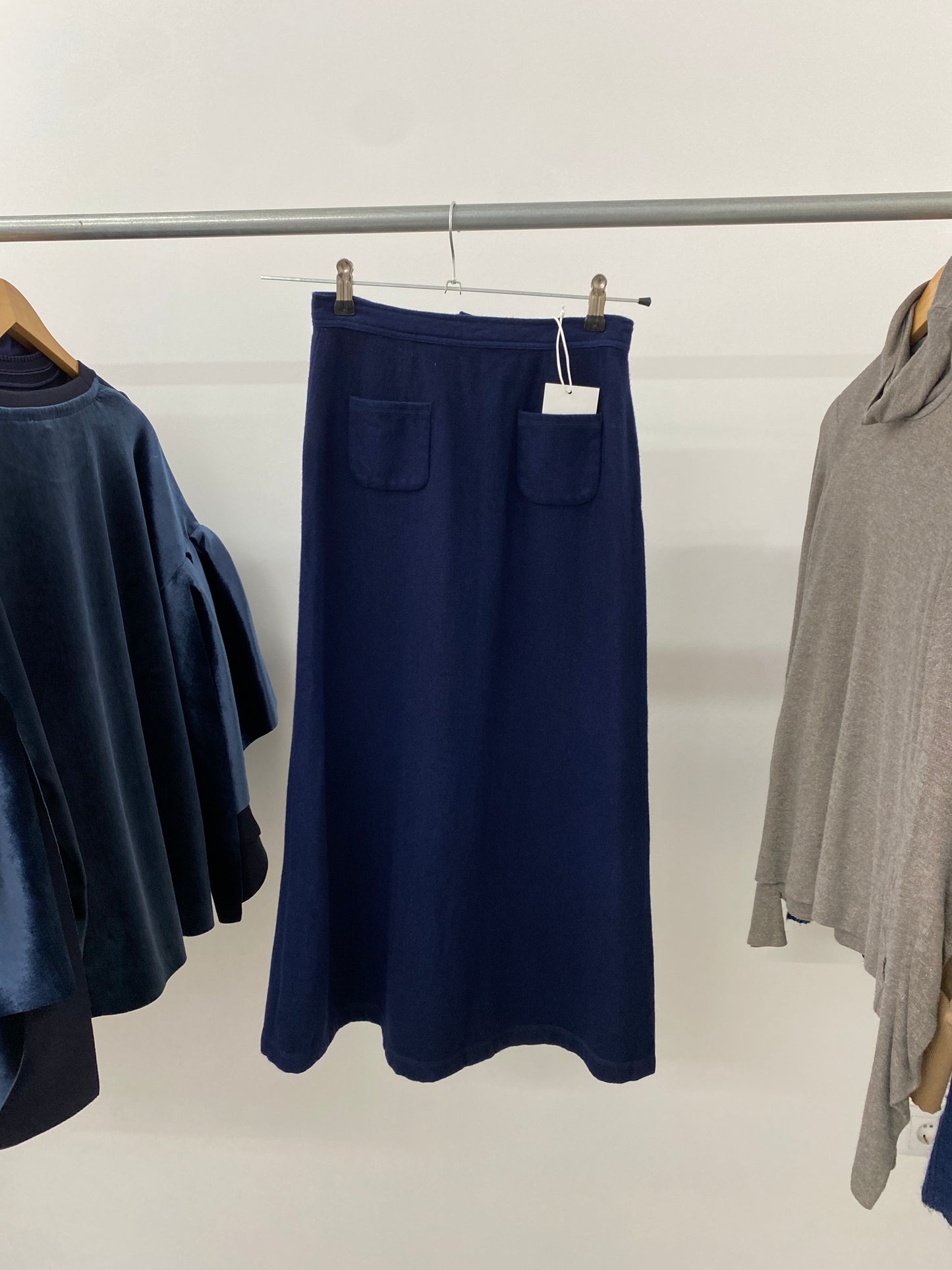 YOHJI YAMAMOTO long navy wool skirt (S)