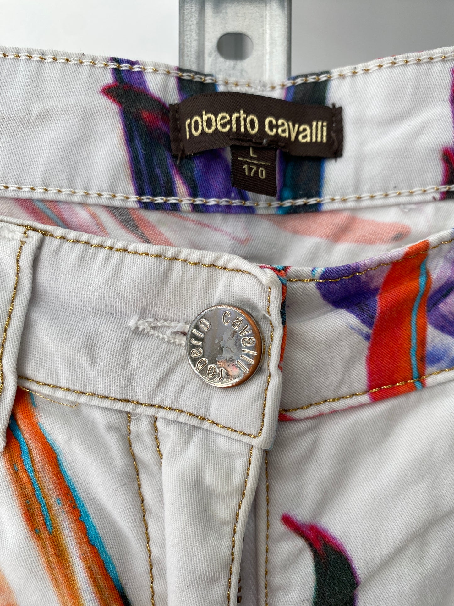 ROBERTO CAVALLI white capris floral motif (L)