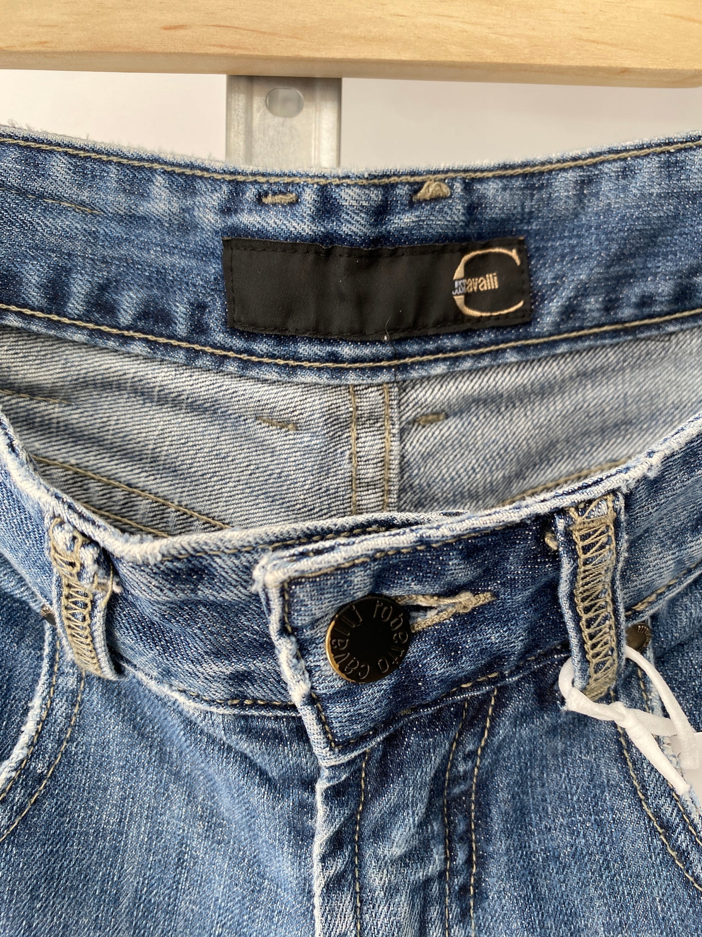 ROBERTO CAVALLI denim trousers w/ snake embroidery(M)