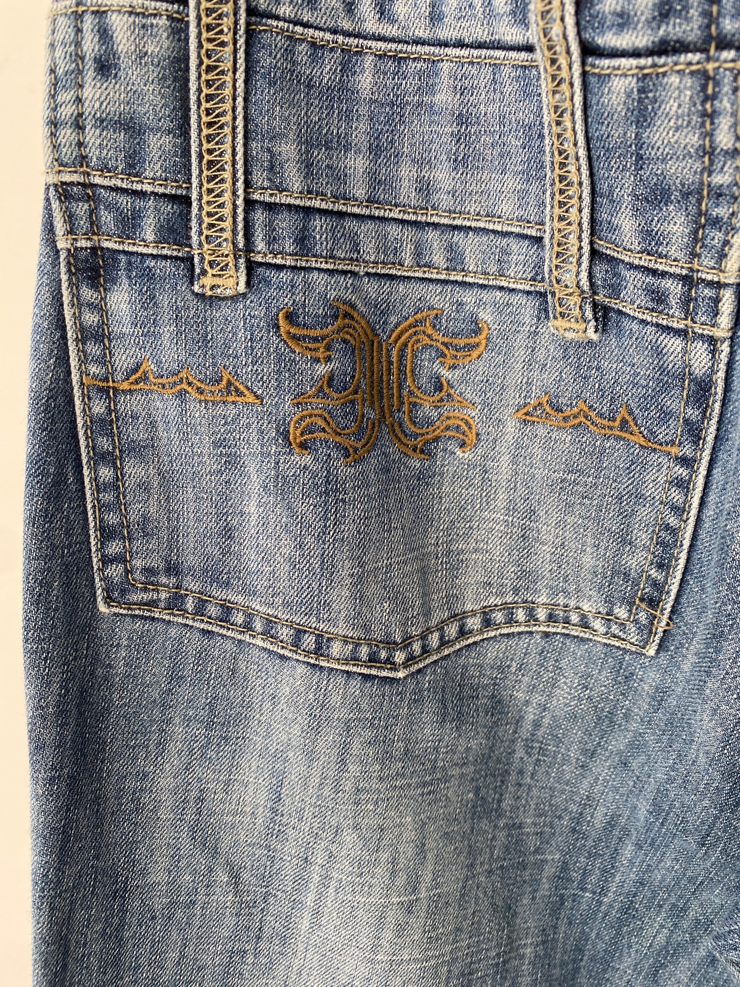 ROBERTO CAVALLI denim trousers w/ snake embroidery(M)