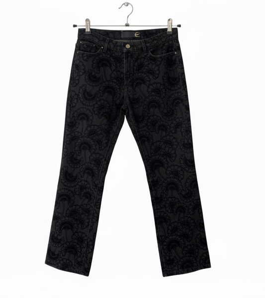 ROBERTO CAVALLI black flower motif jeans (XS)
