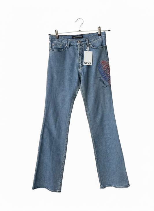 VERSACE jeans w/sequin embroidery (S)