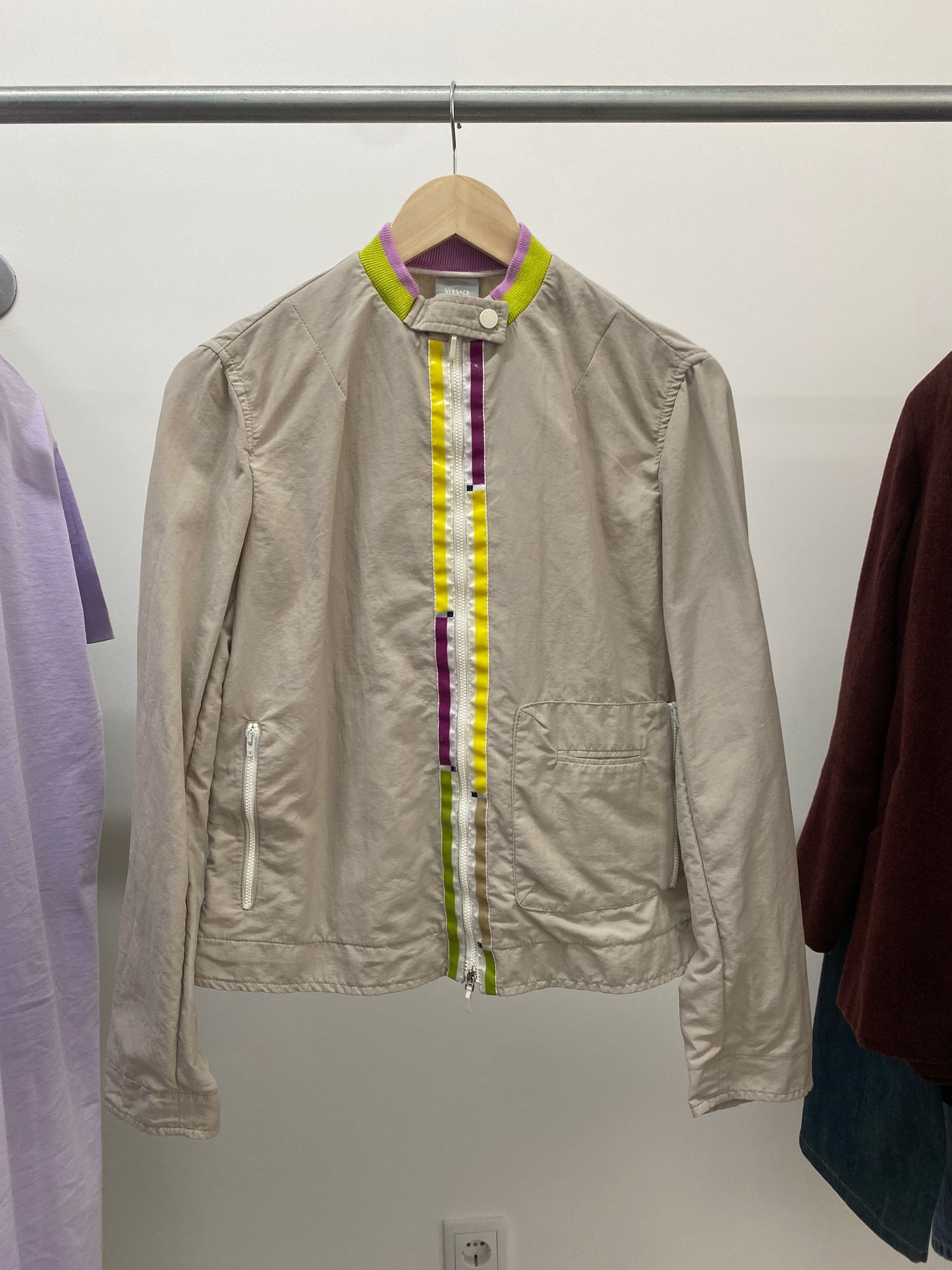 VERSACE beige jacket w/yellow pink details (S)