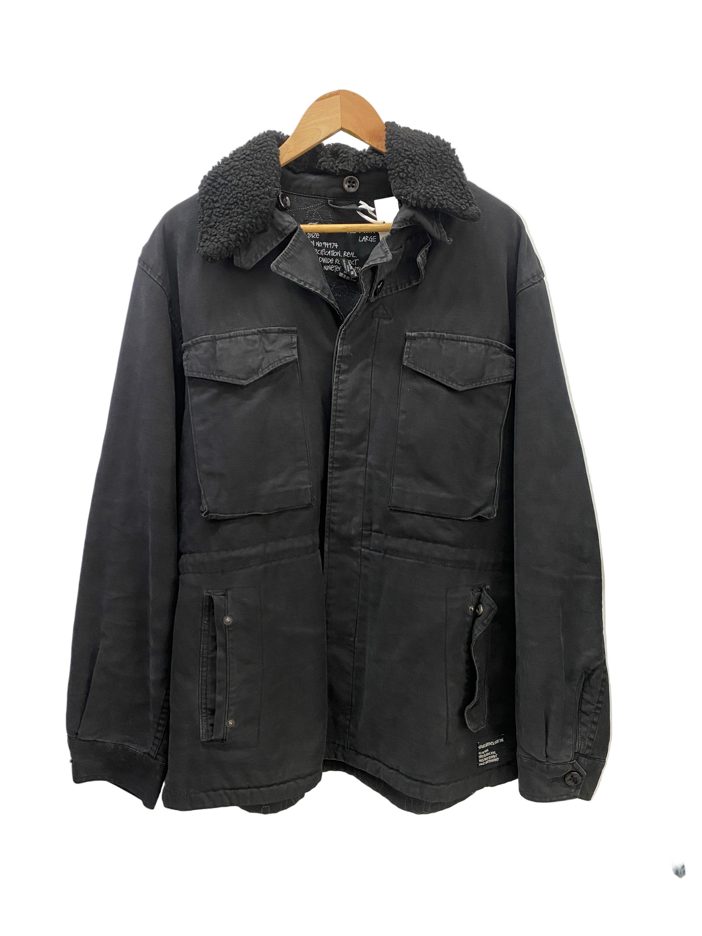 STUSSY black trucker jacket (L)