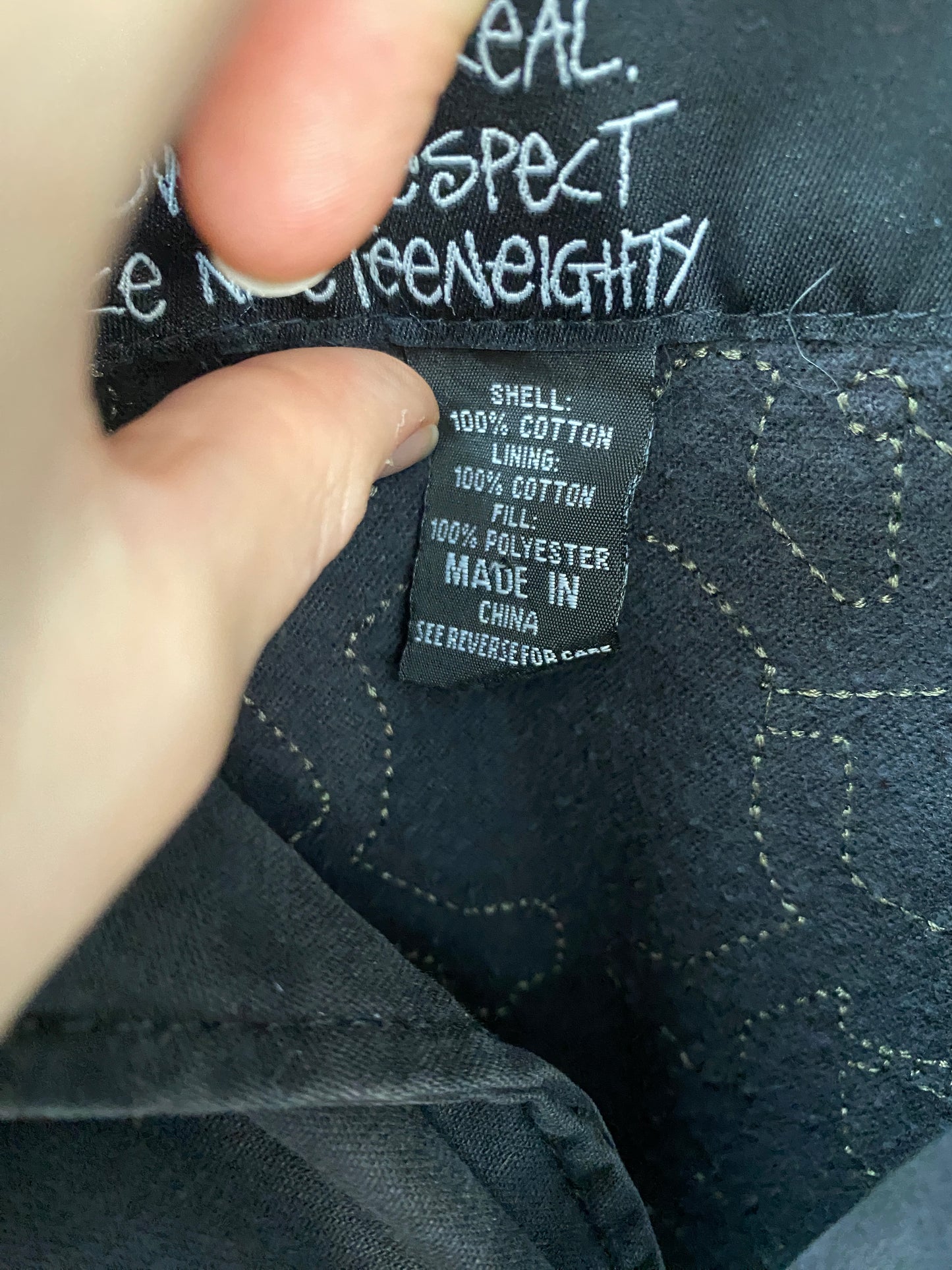 STUSSY black trucker jacket (L)