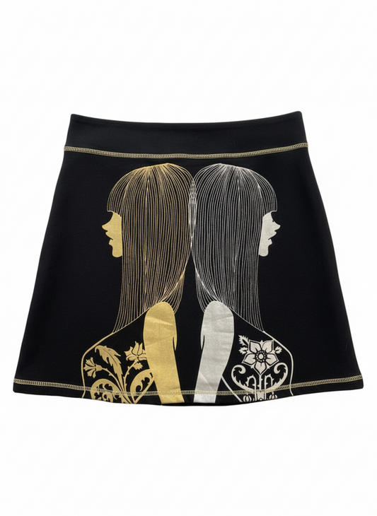 CUSTO BARCELONA illustration print skirt (S)