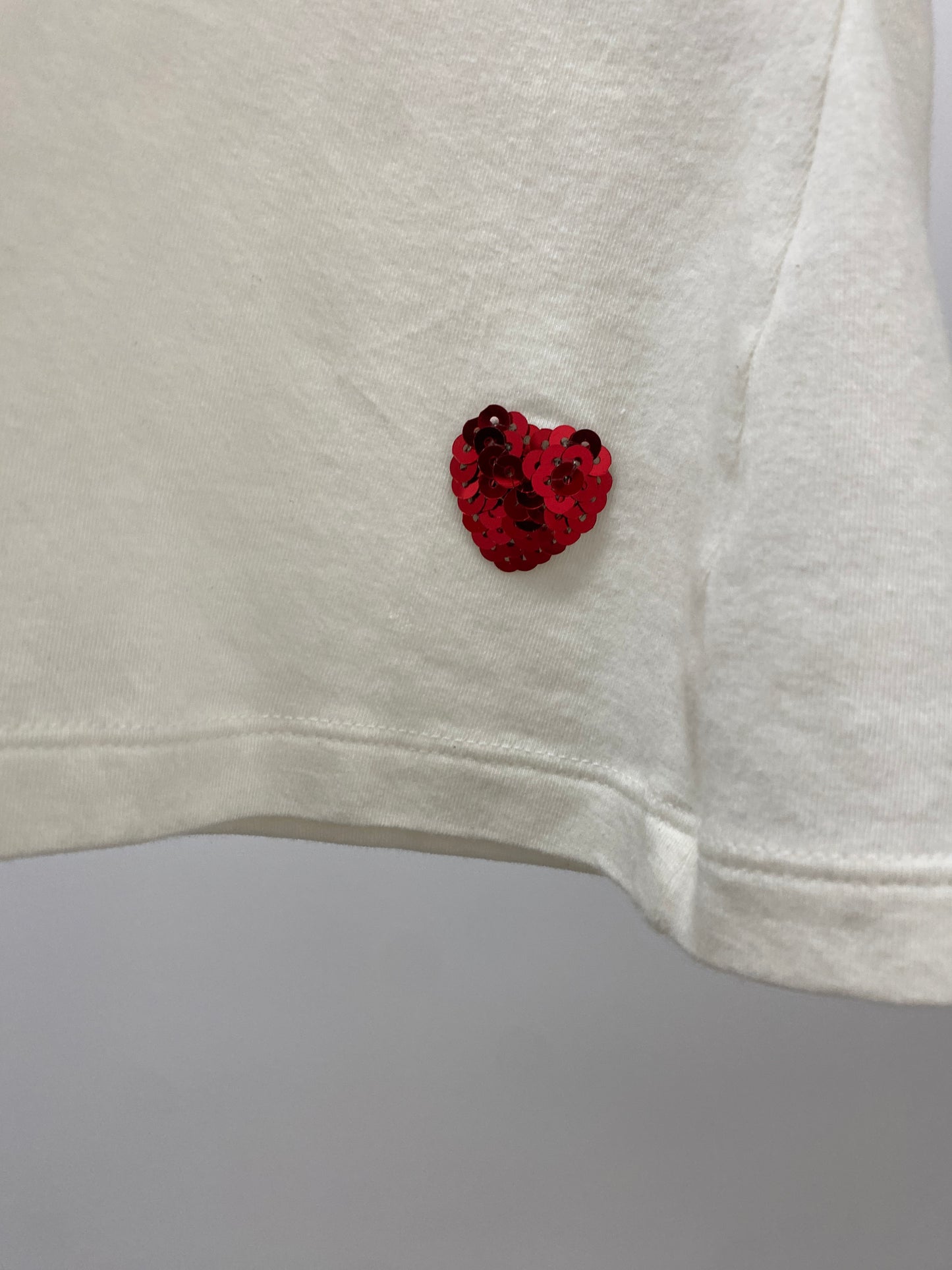 MOSCHINO white ruffled neckline top ( S)
