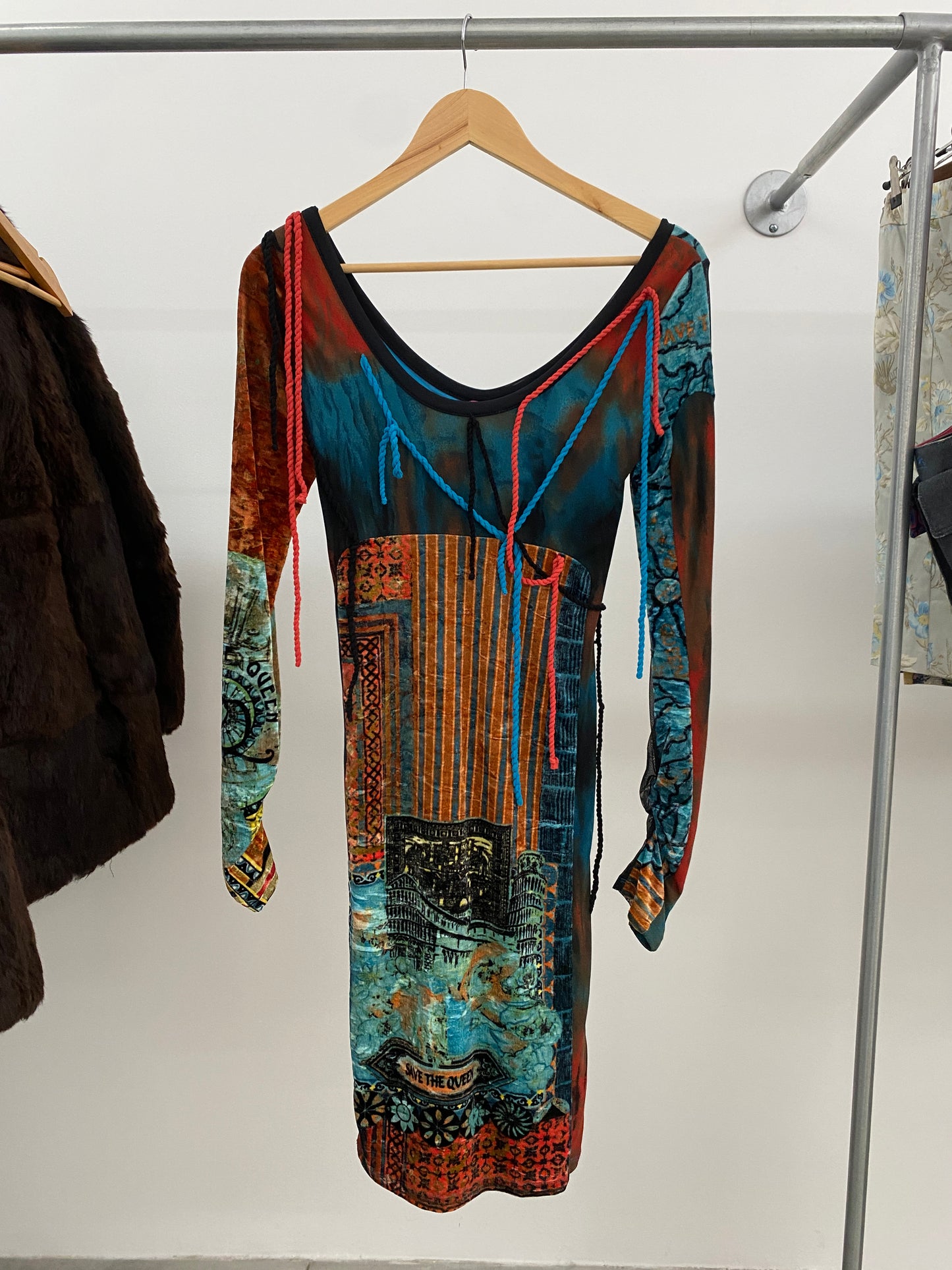 SAVE THE QUEEN patchwork multicolor dress (S)