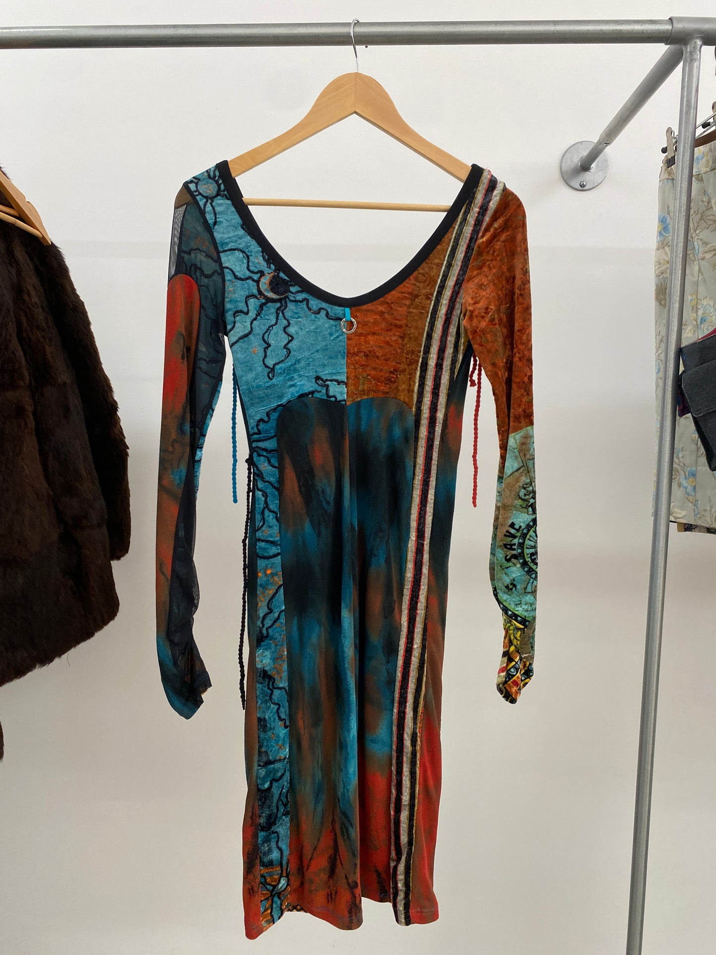 SAVE THE QUEEN patchwork multicolor dress (S)