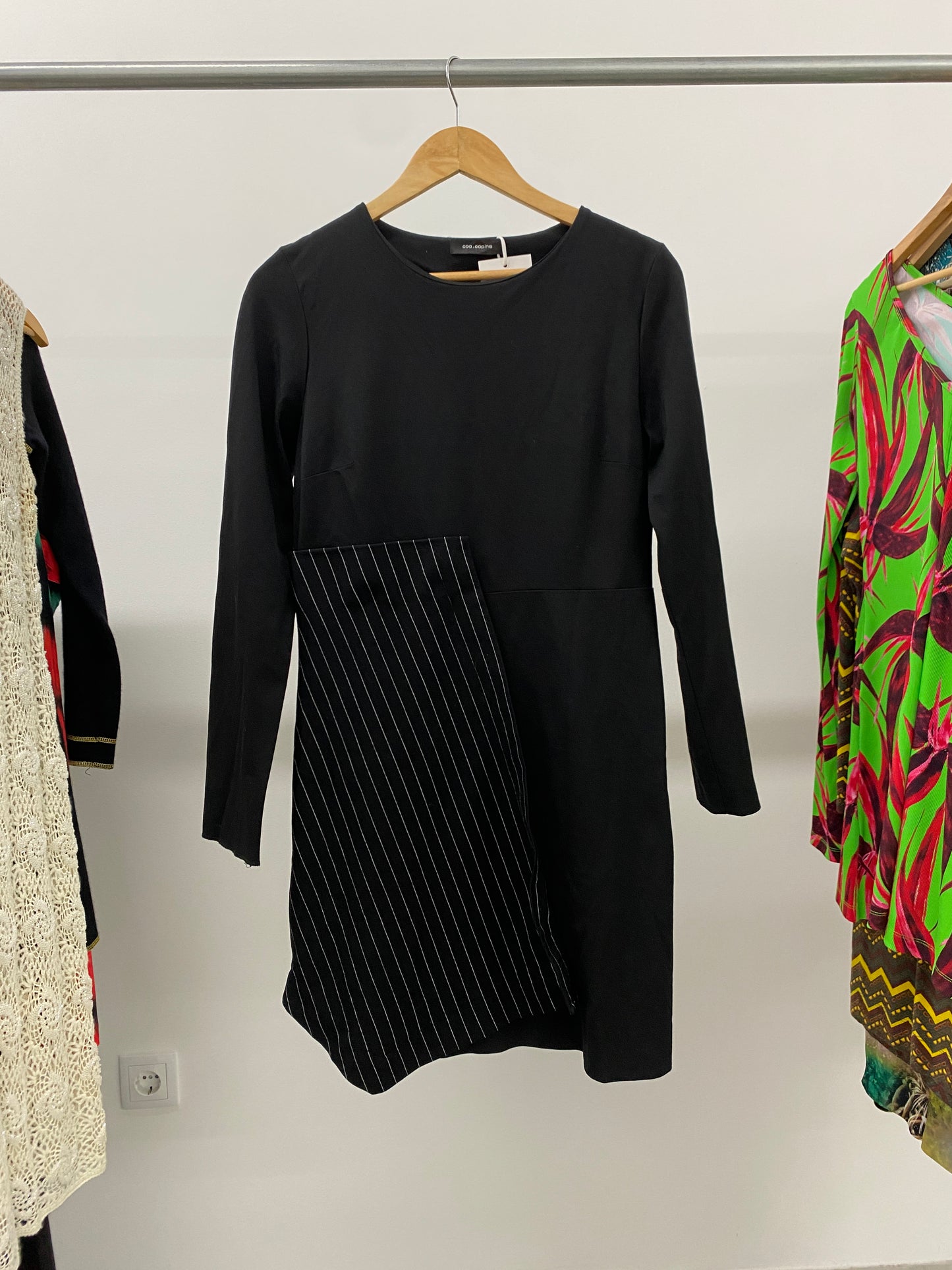 COP COPINE pin stripe patchwork dress (L)