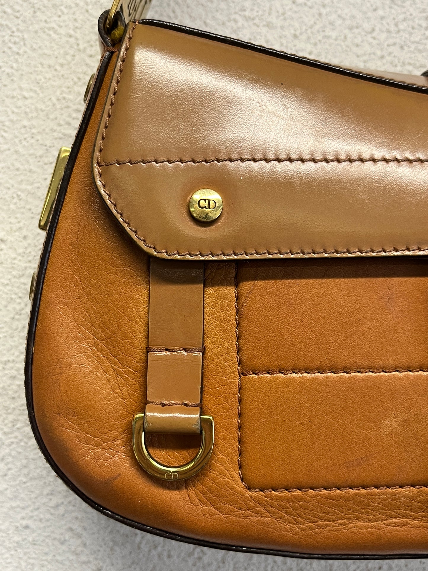 DIOR camel leather Columbus bag