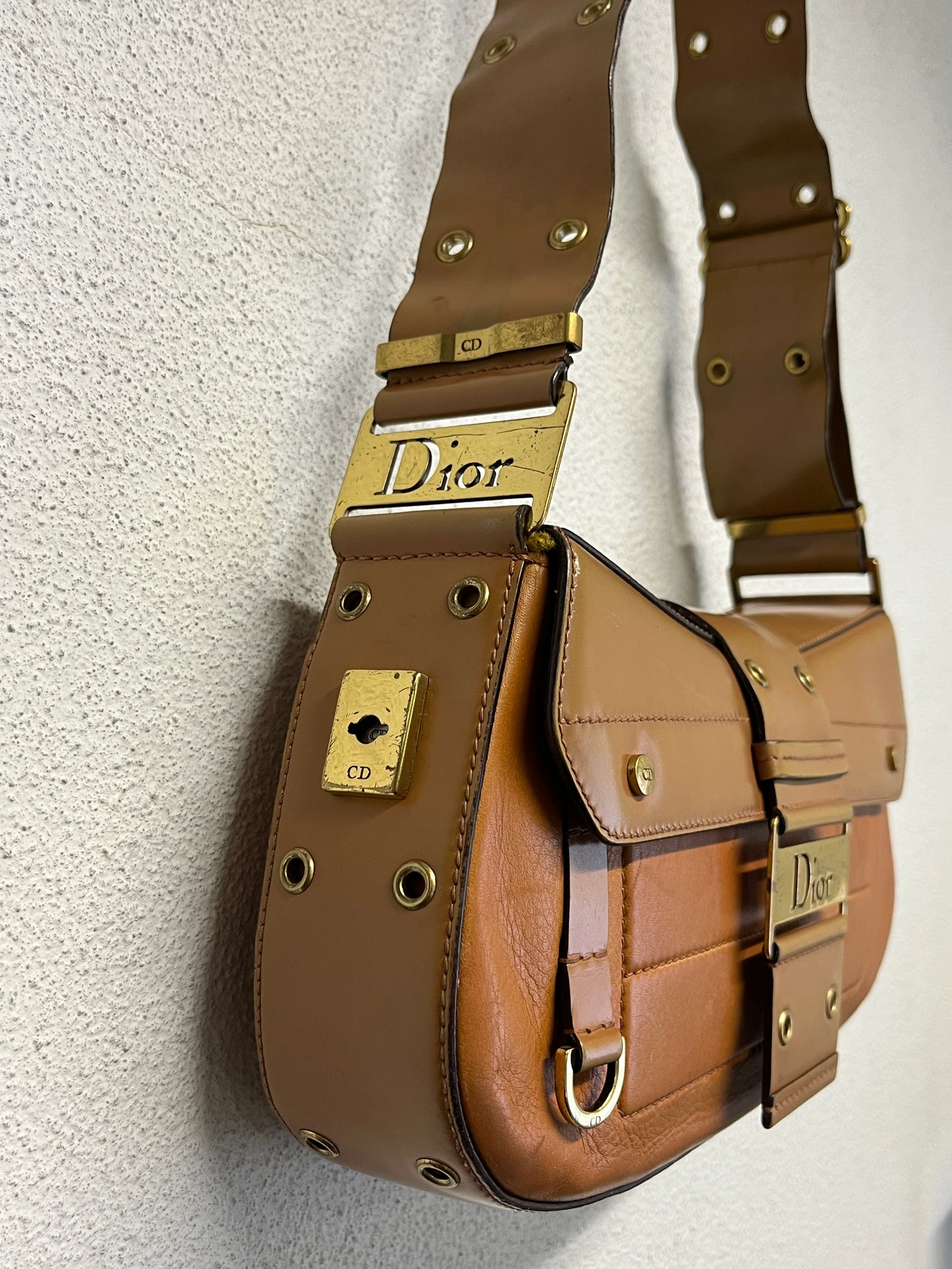 DIOR camel leather Columbus bag