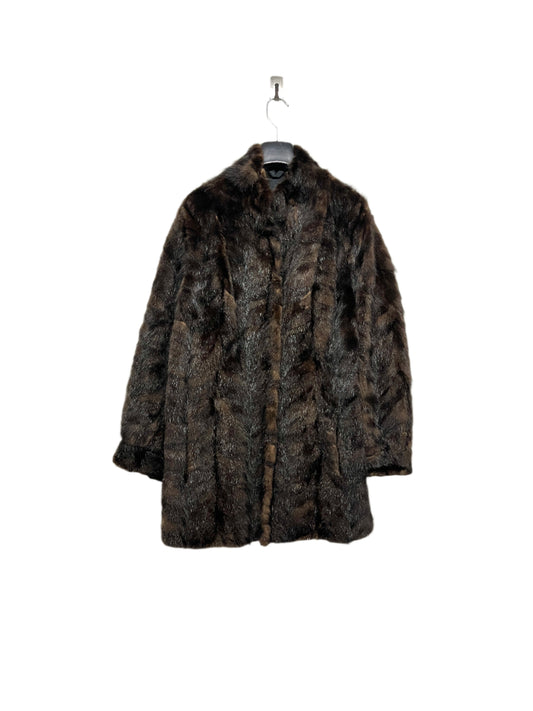 VINTAGE real fur brown coat (S/M)