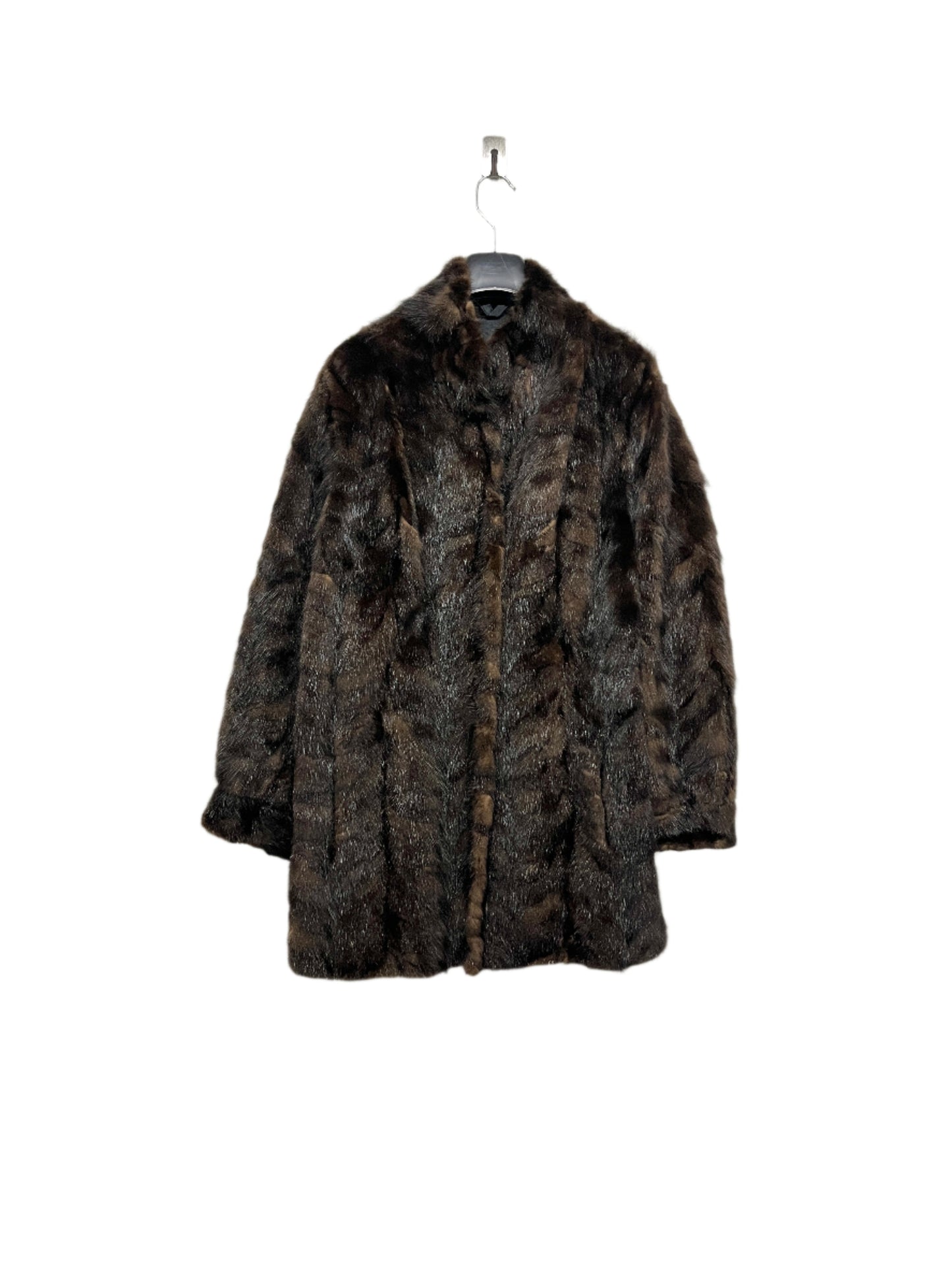 VINTAGE real fur brown coat (S/M)